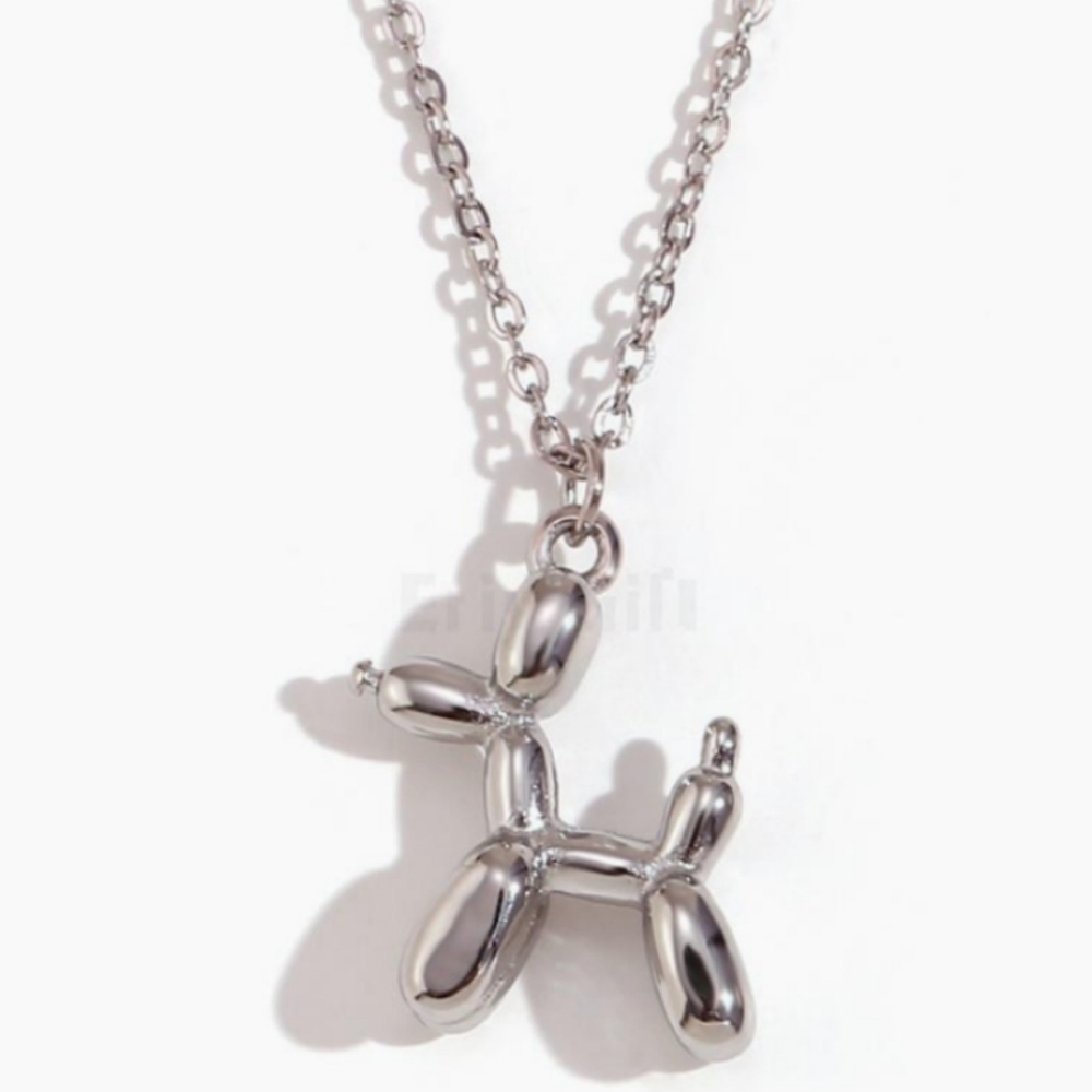 Silver Balloon Dog Pendant Necklace - Picture 4 of 7